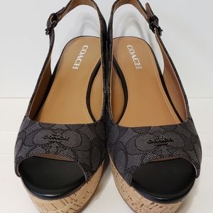Coach Ferry Signature Platform Wedge Sandal Sz 10